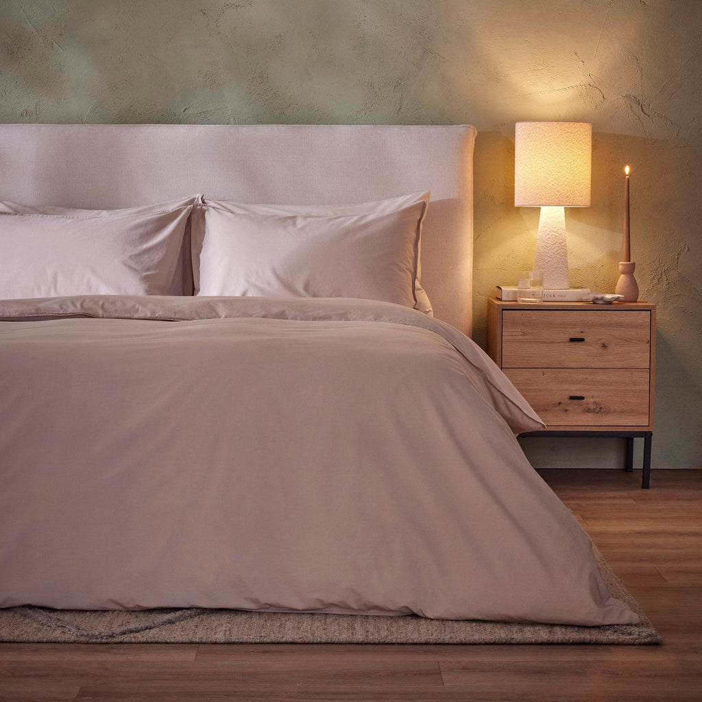 Dusklia - Washed Cotton 200 Thread Count Plain Dye Duvet Cover & Pillowcase Set - Natural