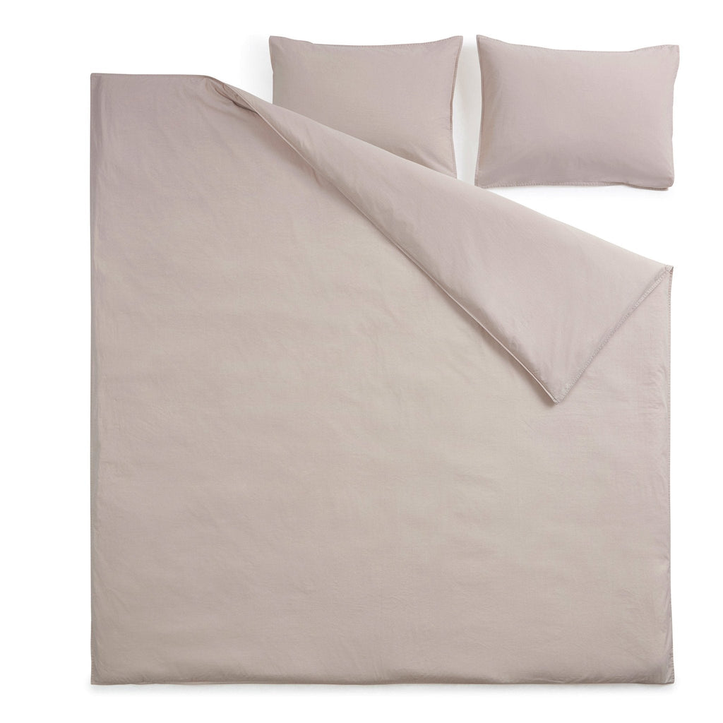Dusklia - Washed Cotton 200 Thread Count Plain Dye Duvet Cover & Pillowcase Set - Natural
