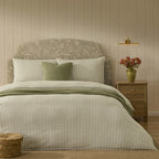Dusklia - Washed Cotton Printed Stripe 200 Thread Count Duvet Cover & Pillowcase Set - Olive