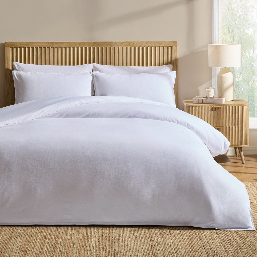 Dusklia - Linen Cotton Blend Duvet Cover - Chalk White