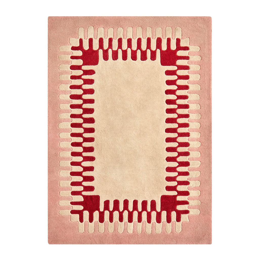 Dusklia - Waverly Hand Tufted Wavy Edge Rug - Natural/ Pink