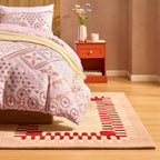 Dusklia - Waverly Hand Tufted Wavy Edge Rug - Natural/ Pink
