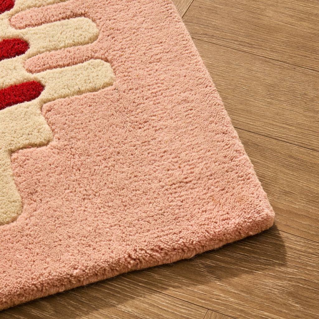 Dusklia - Waverly Hand Tufted Wavy Edge Rug - Natural/ Pink