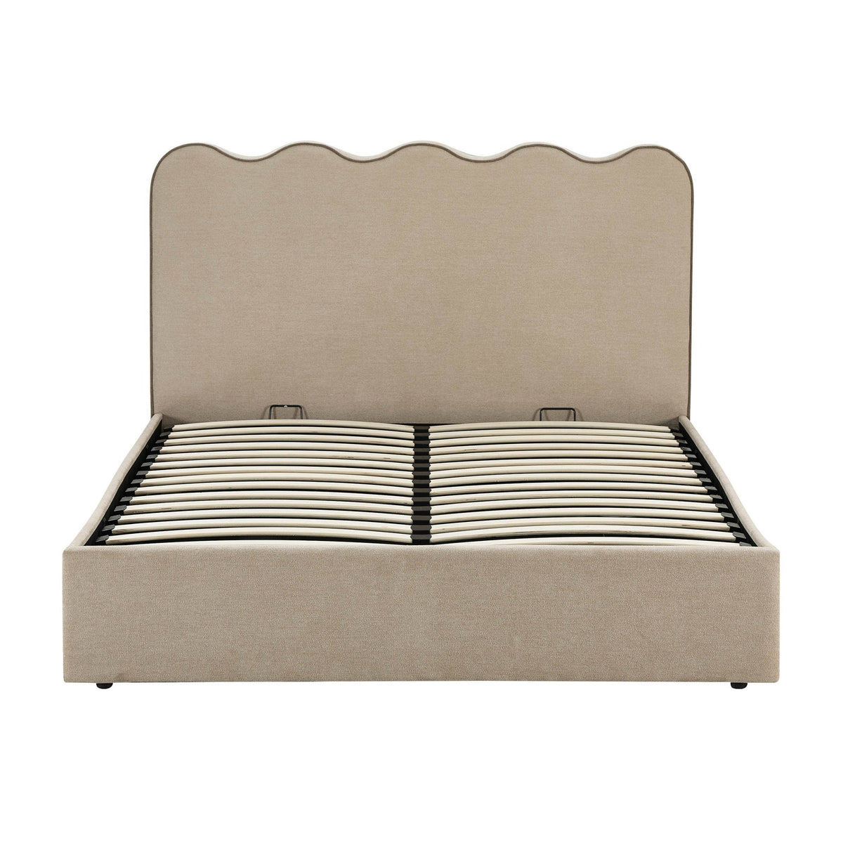 Dusklia - Wavy Ottoman Storage Bed - Chenille Oatmeal