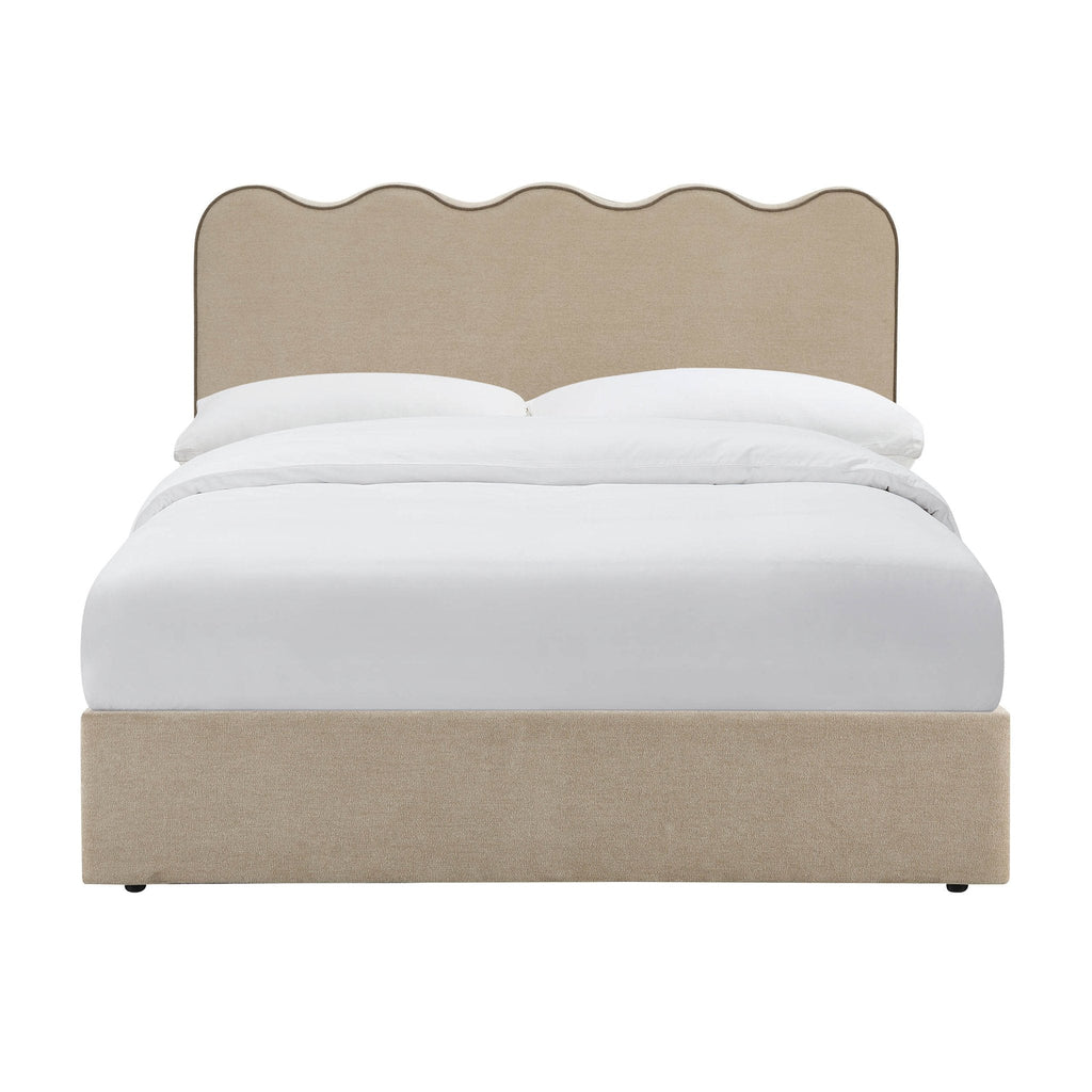 Dusklia - Wavy Ottoman Storage Bed - Chenille Oatmeal