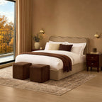 Dusklia - Wavy Ottoman Storage Bed - Chenille Oatmeal