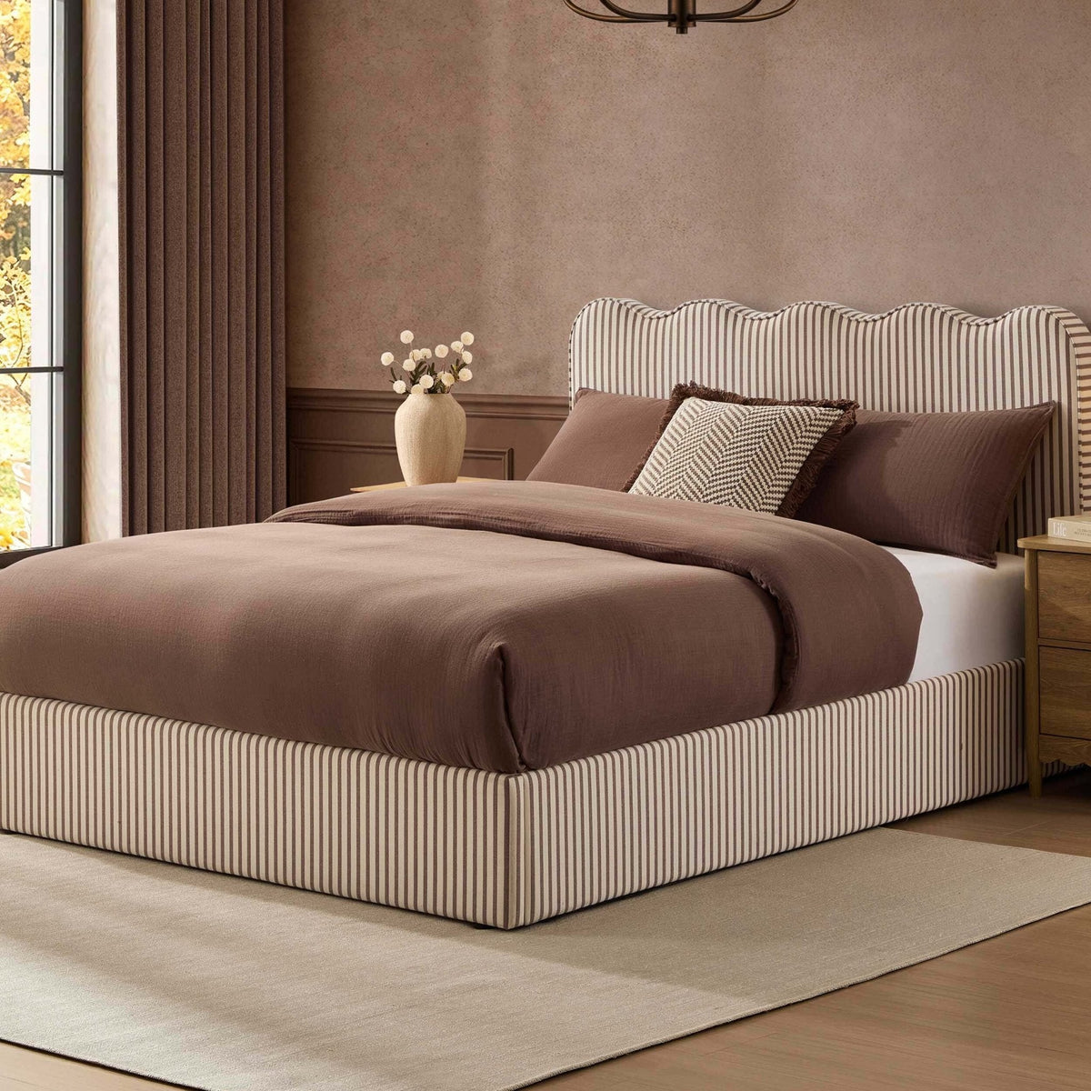 Dusklia - Wavy Ottoman Storage Bed - Chocolate Stripe