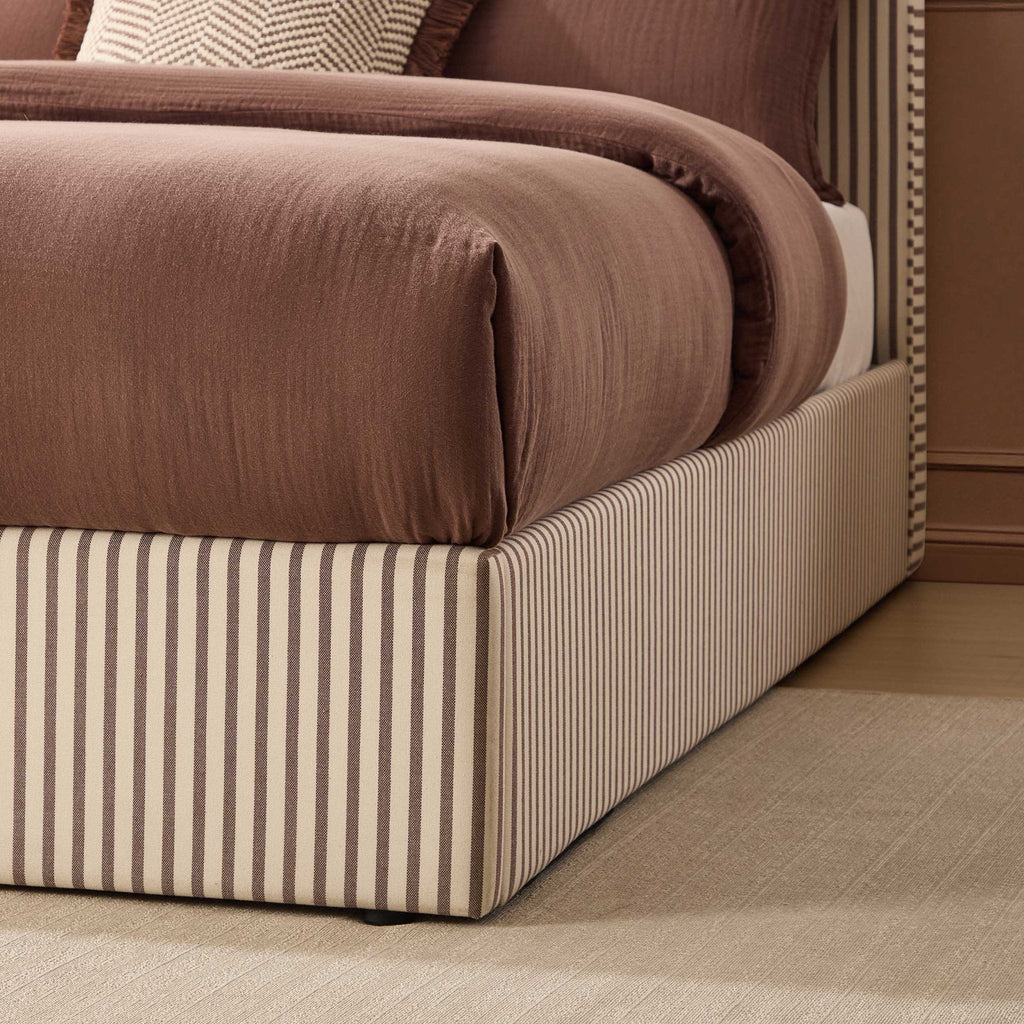 Dusklia - Wavy Ottoman Storage Bed - Chocolate Stripe