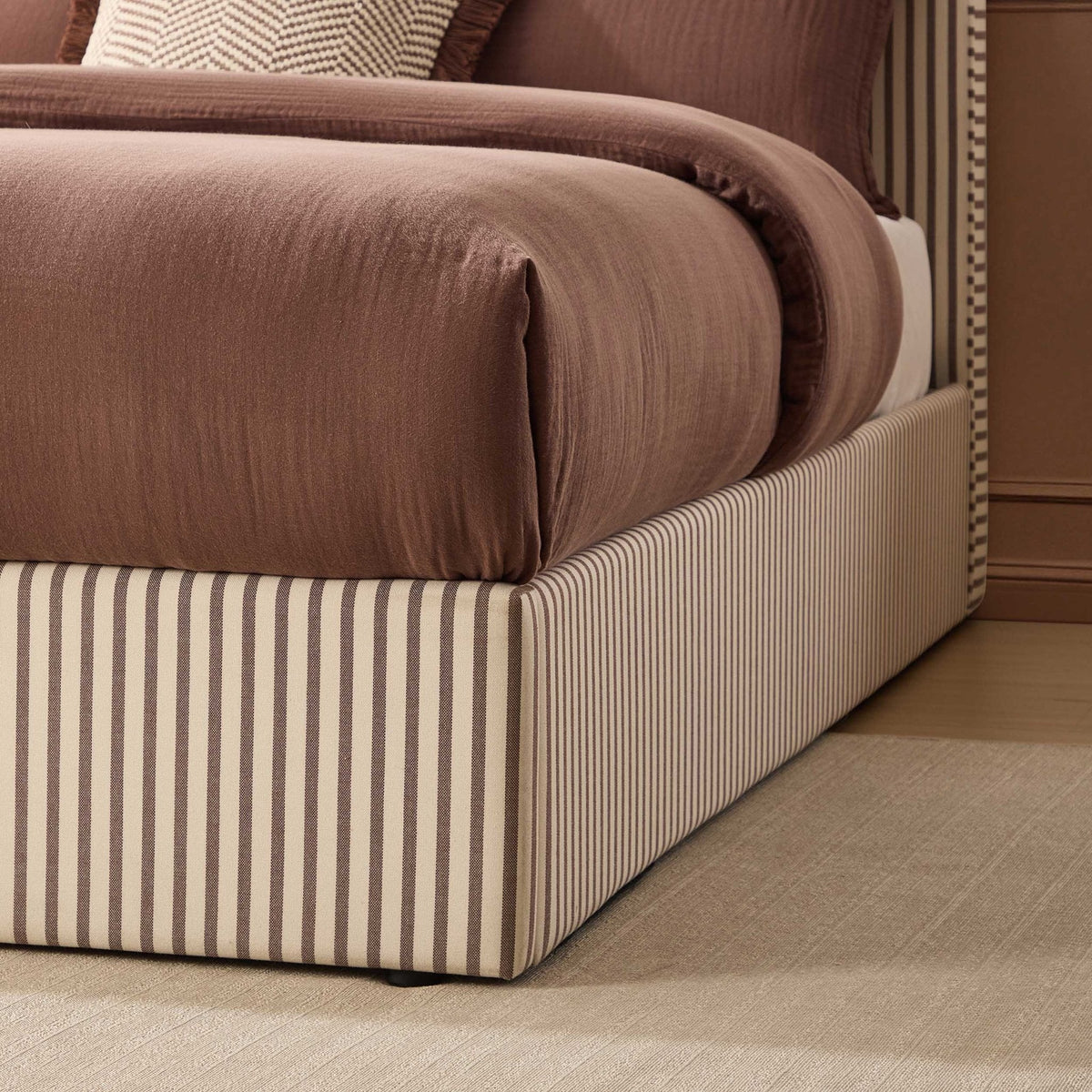 Dusklia - Wavy Ottoman Storage Bed - Chocolate Stripe