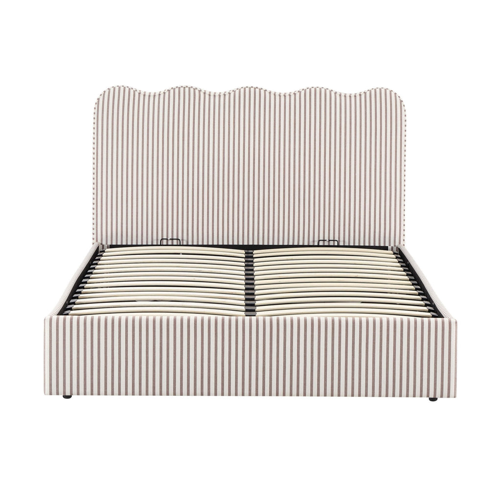 Dusklia - Wavy Ottoman Storage Bed - Chocolate Stripe