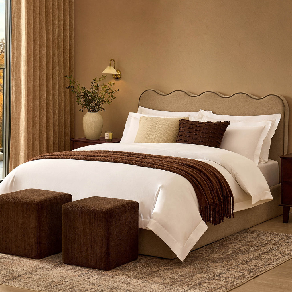 Dusklia - Wavy Ottoman Storage Bed - Chenille Oatmeal