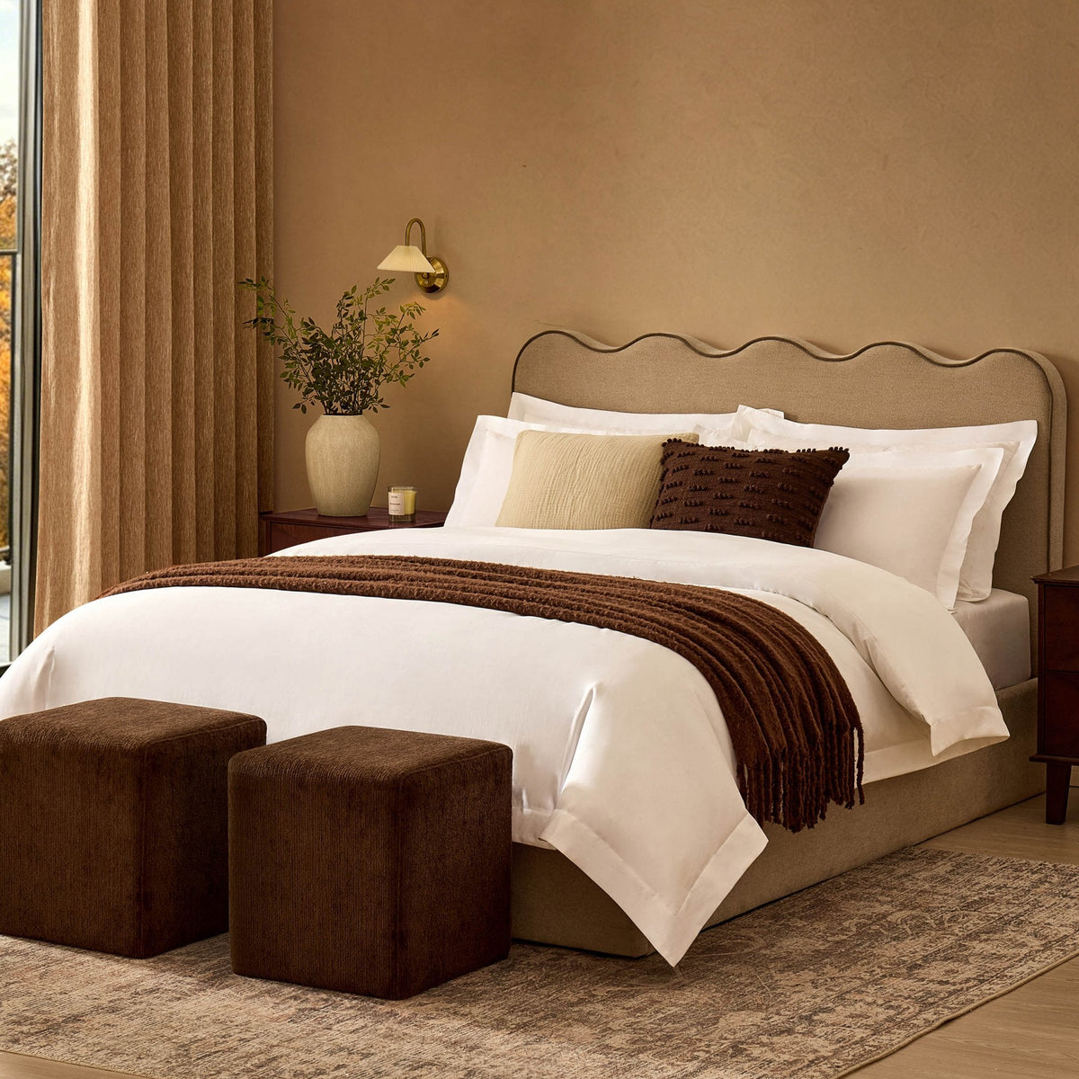 Dusklia - Wavy Ottoman Storage Bed - Chenille Oatmeal