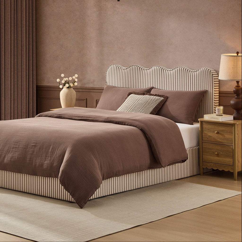 Dusklia - Wavy Ottoman Storage Bed - Chocolate Stripe