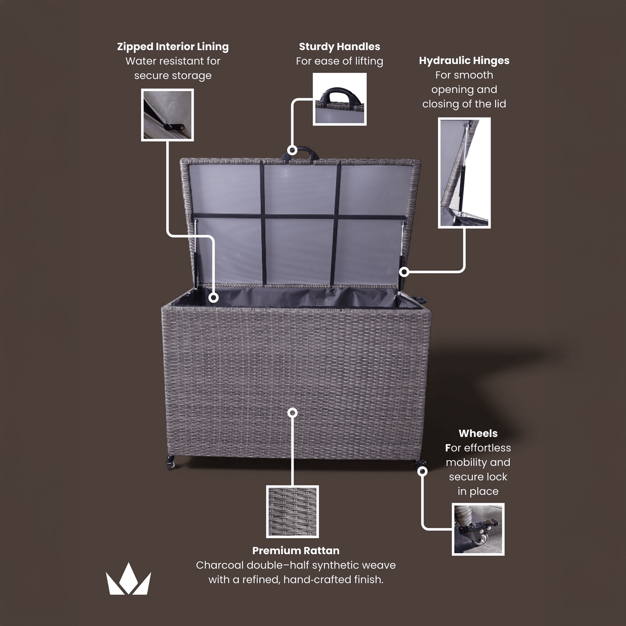 Dusklia - Weave Outdoor Storage Box 510L - Charcoal