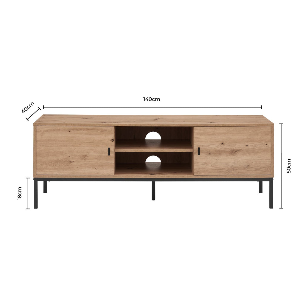 Dusklia - Willow 140cm TV Unit for TVs up to 60 - Light Wood
