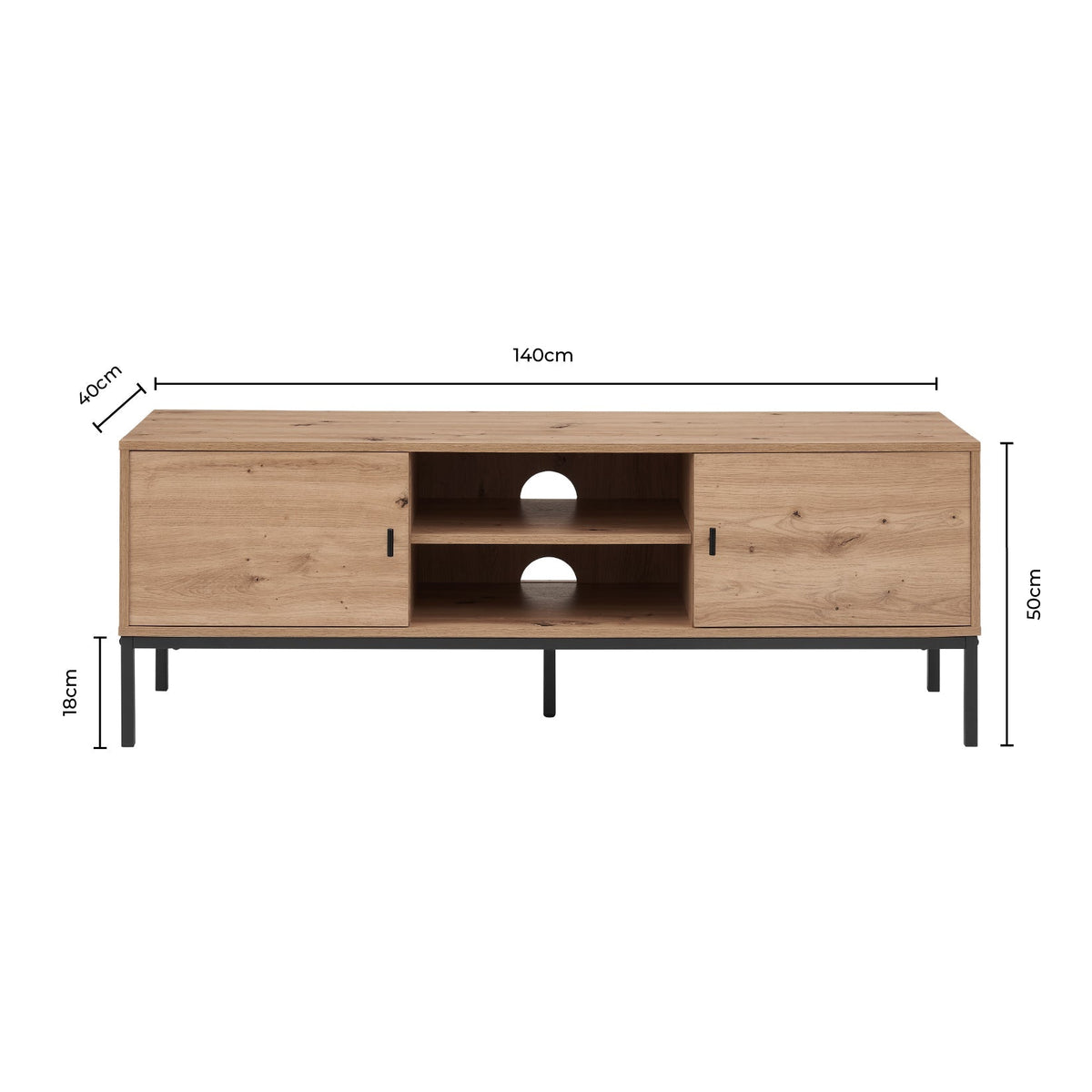Dusklia - Willow 140cm TV Unit for TVs up to 60 - Light Wood