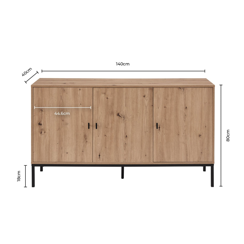 Dusklia - Willow Large Sideboard - Oak Effect