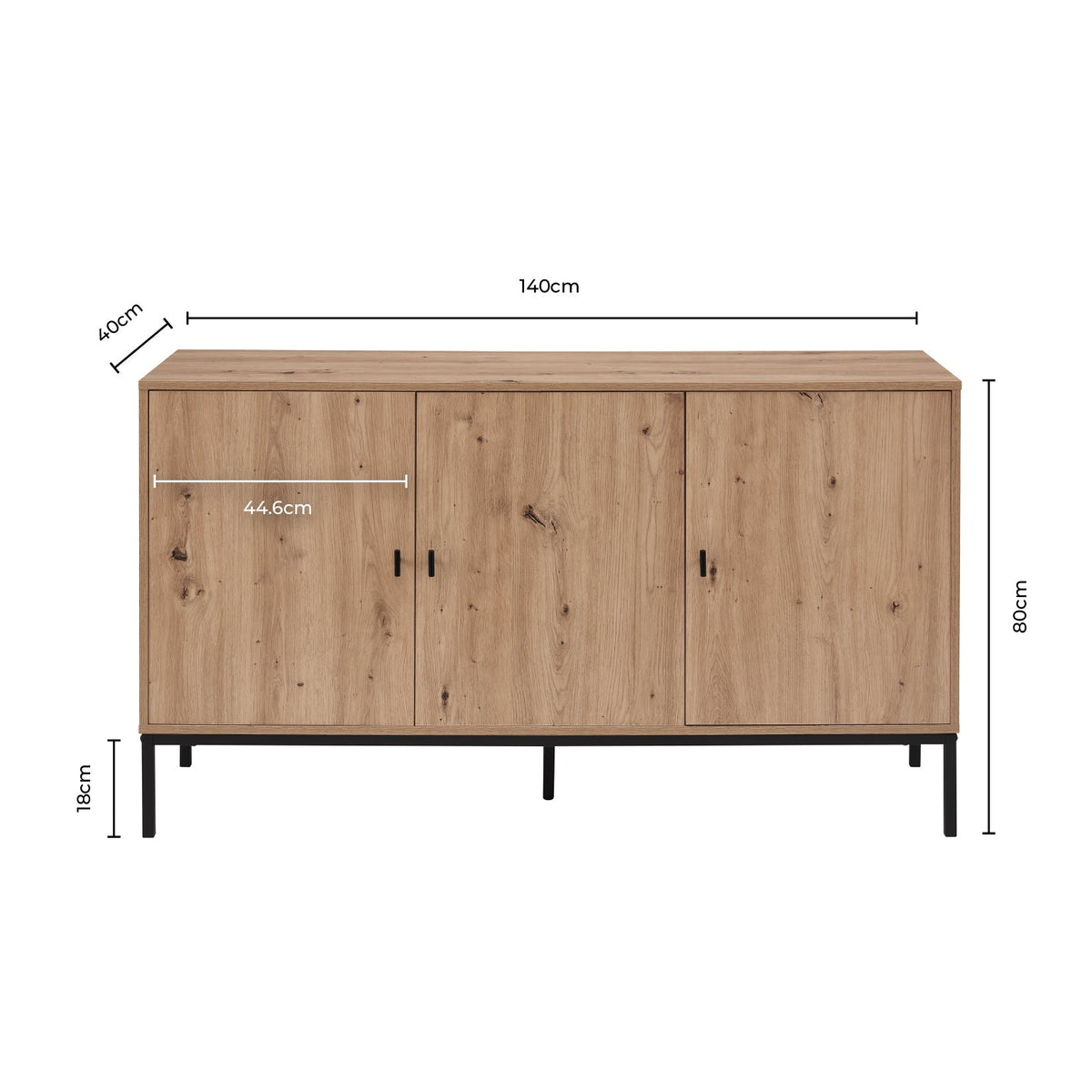Dusklia - Willow Large Sideboard - Oak Effect