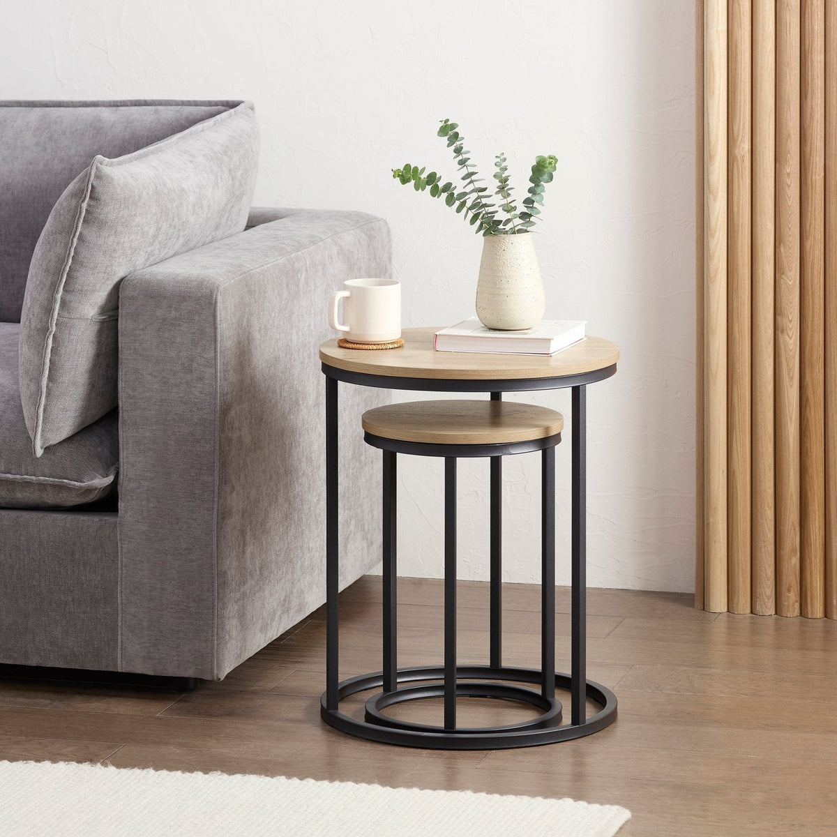 Dusklia - Willow Round Nesting Side Table - Wood