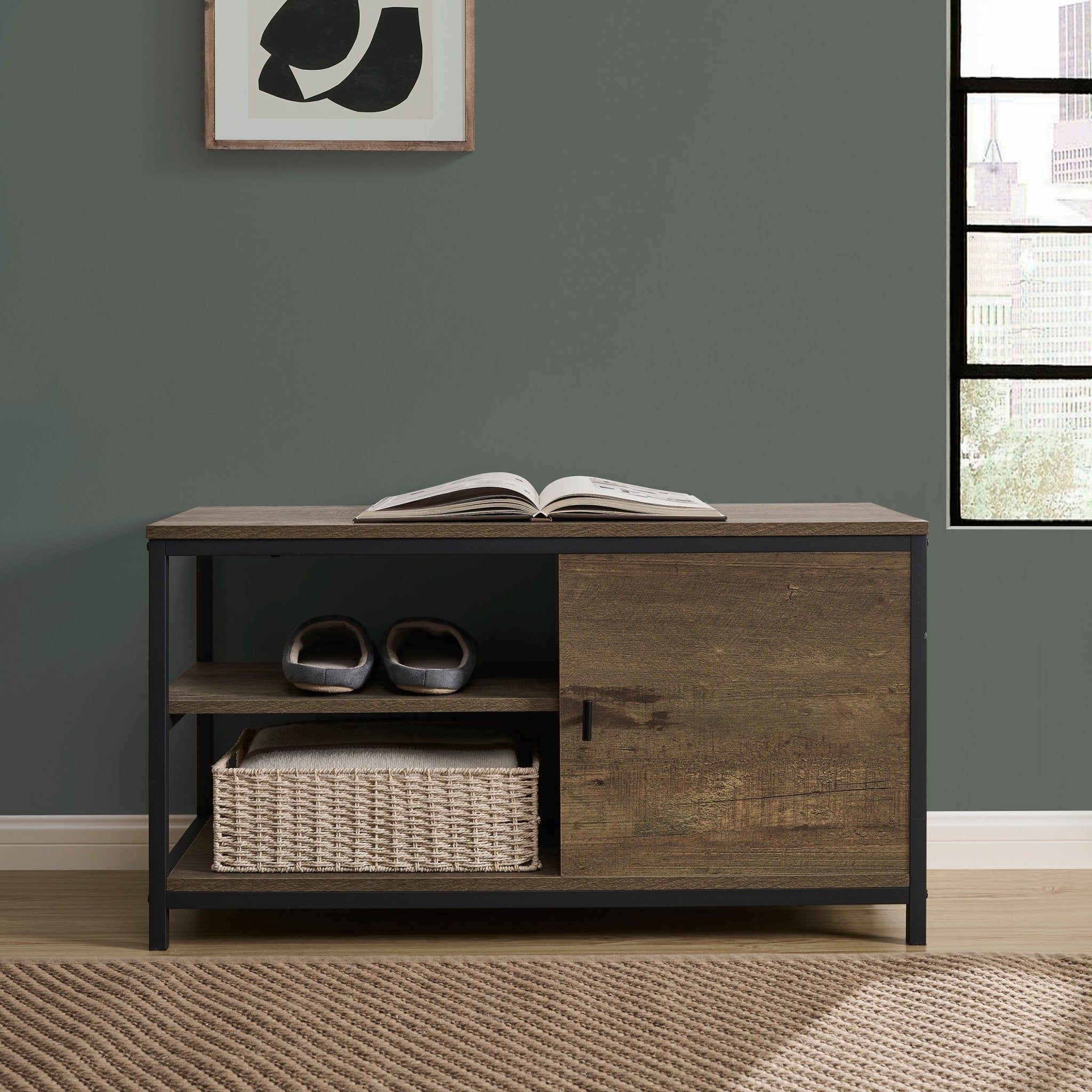 Dusklia - Willow Shoe Storage Bench - Mango Wood