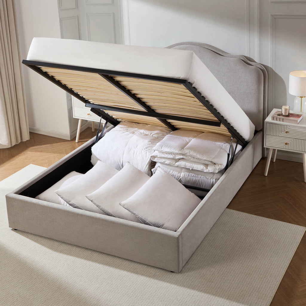Dusklia - Wiltshire Chenille Ottoman Storage Bed - Light Grey