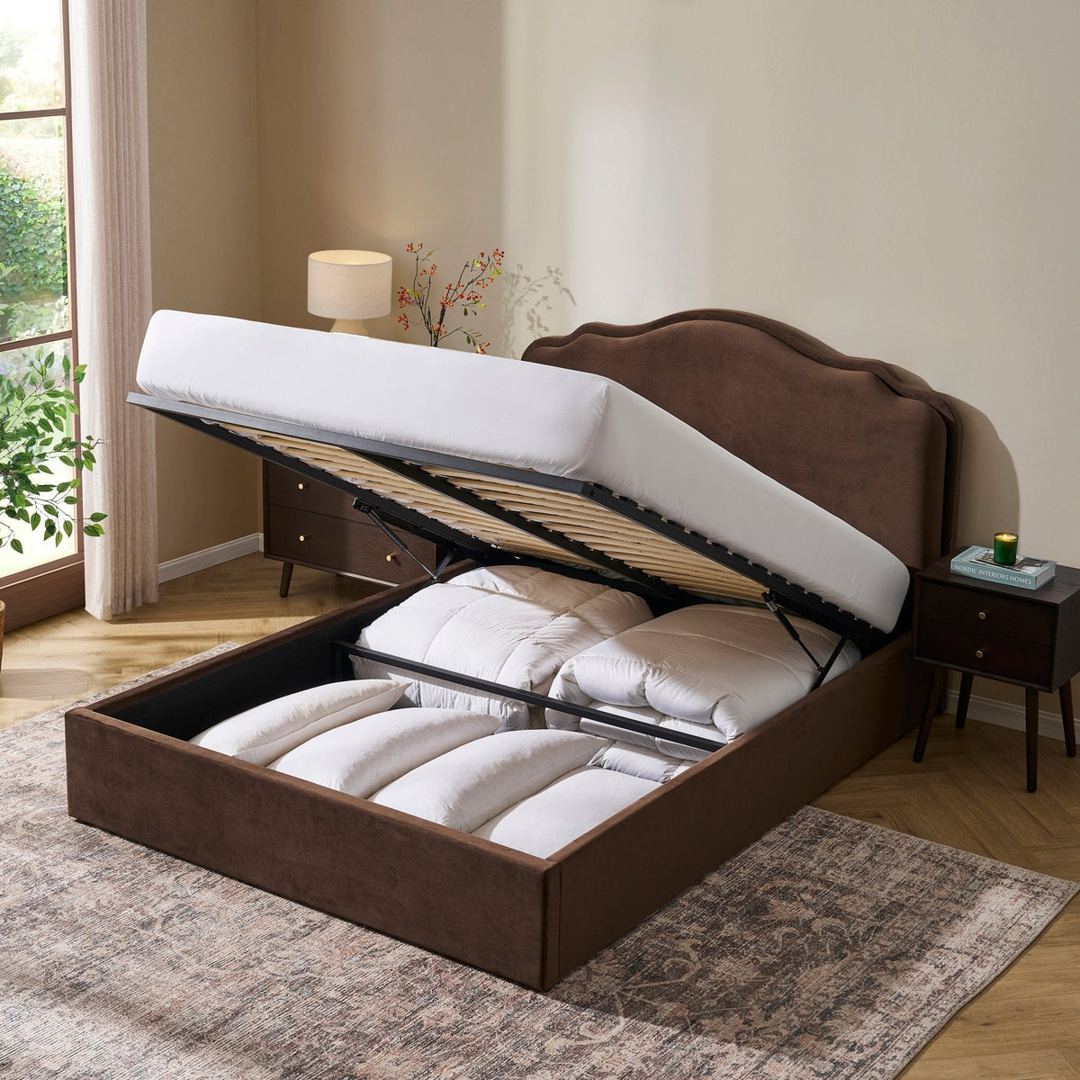Dusklia - Wiltshire Ottoman Storage Bed - Cappuccino