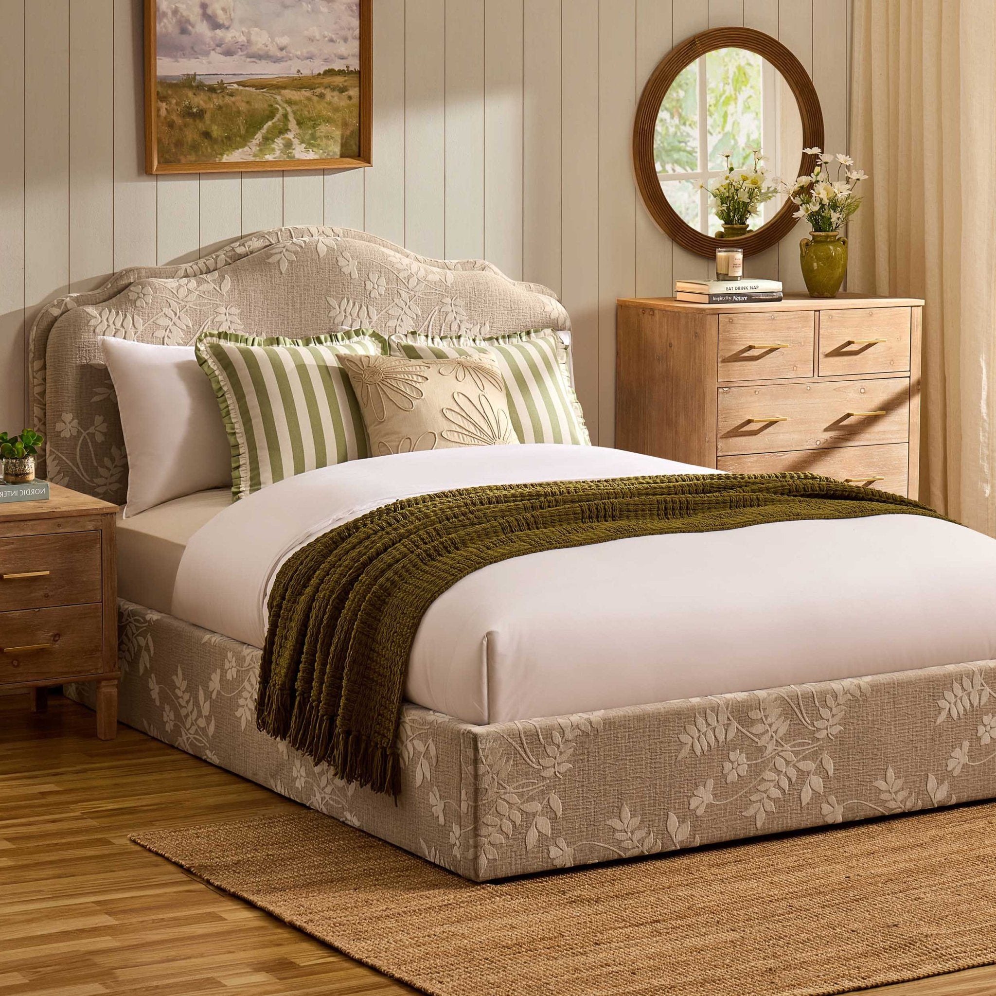 Dusklia - Wiltshire Ottoman Storage Bed - Jacquard Floral