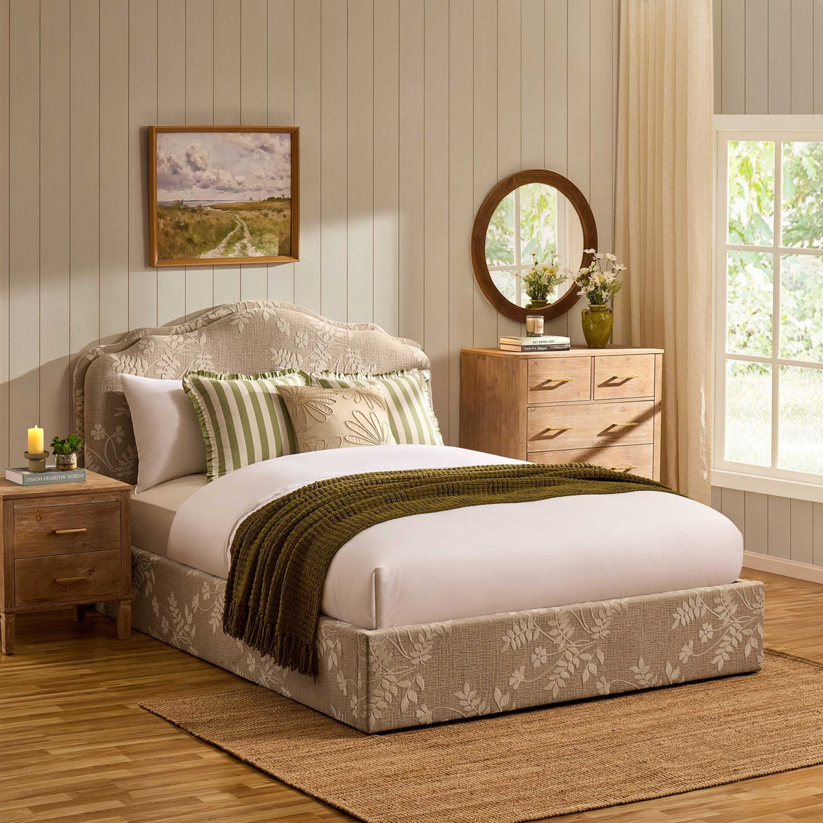 Dusklia - Wiltshire Ottoman Storage Bed - Jacquard Floral