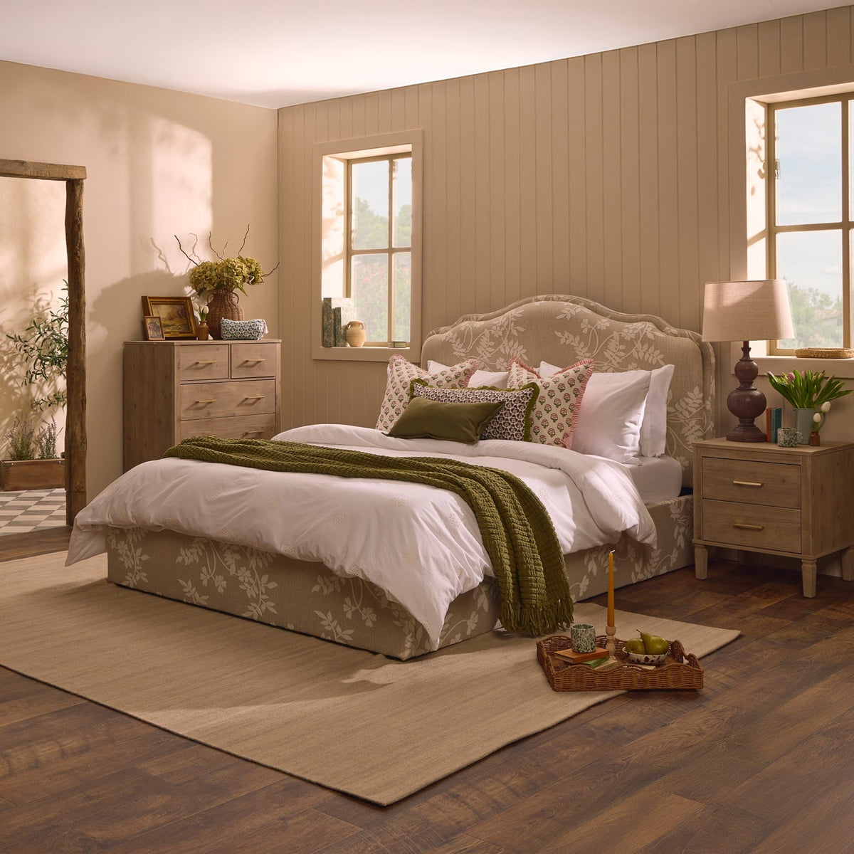 Dusklia - Wiltshire Ottoman Storage Bed - Jacquard Floral