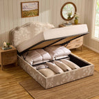 Dusklia - Wiltshire Ottoman Storage Bed - Jacquard Floral
