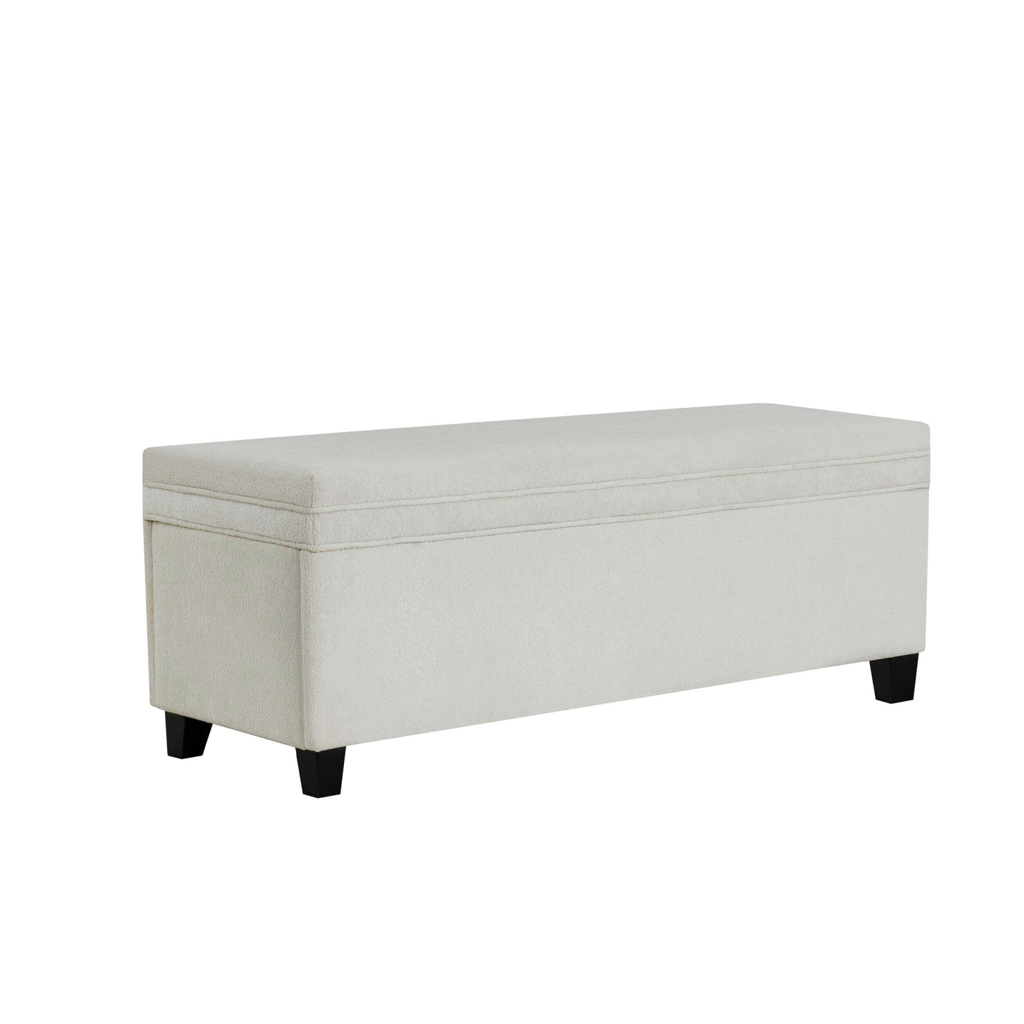 Dusklia - Windermere Storage Ottoman - Chenille Ecru