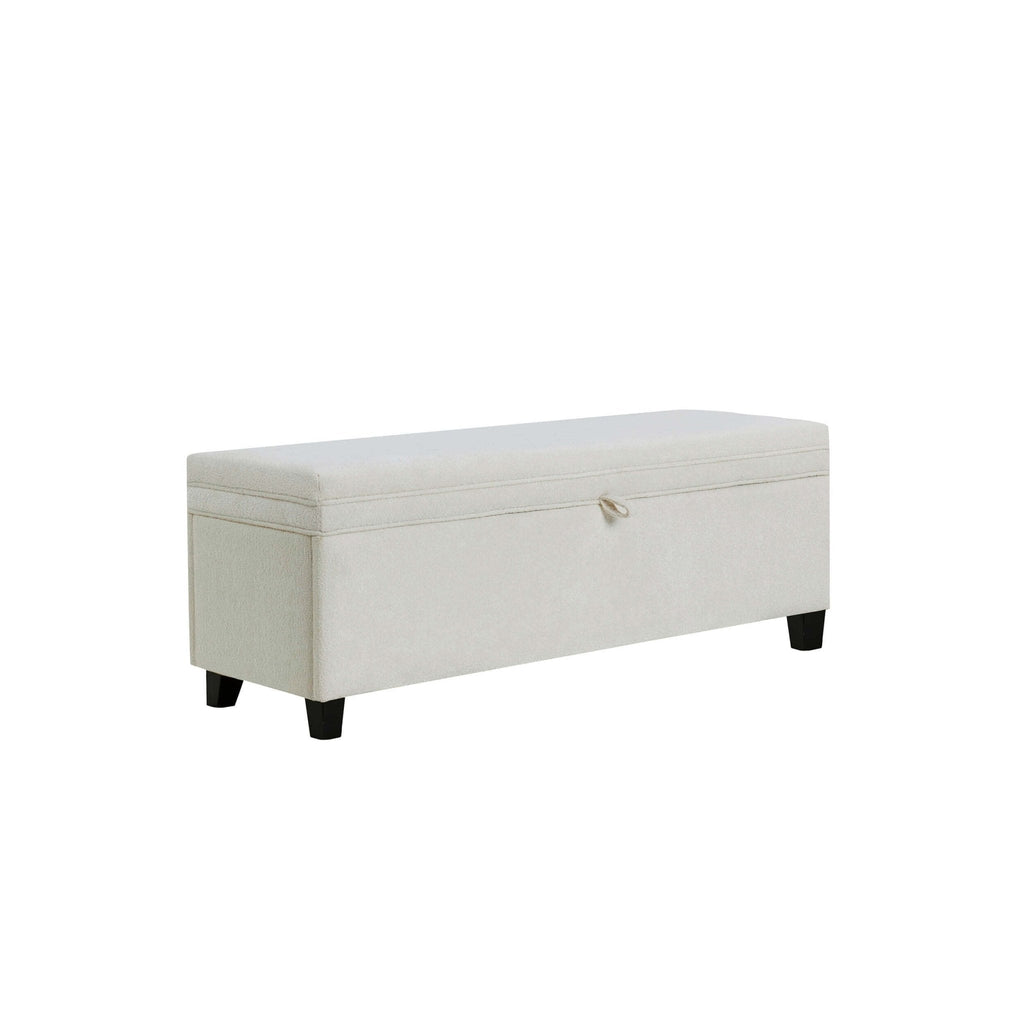 Dusklia - Windermere Storage Ottoman - Chenille Ecru