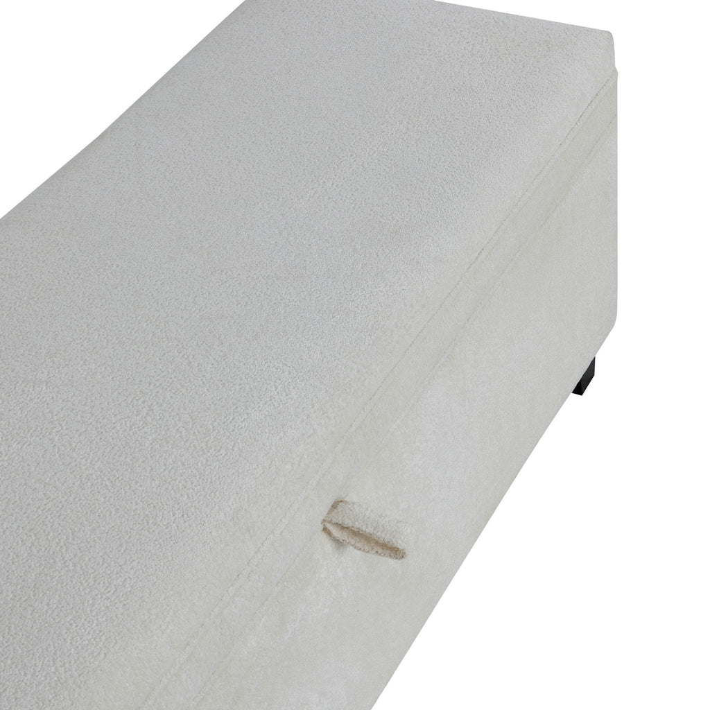 Dusklia - Windermere Storage Ottoman - Chenille Ecru