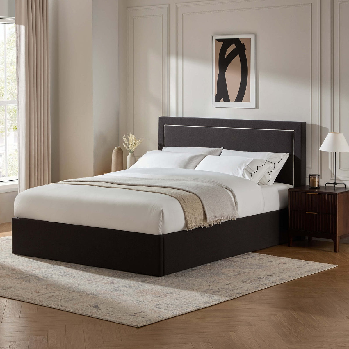 Dusklia - Windsor Ottoman Storage Bed - Black/Natural