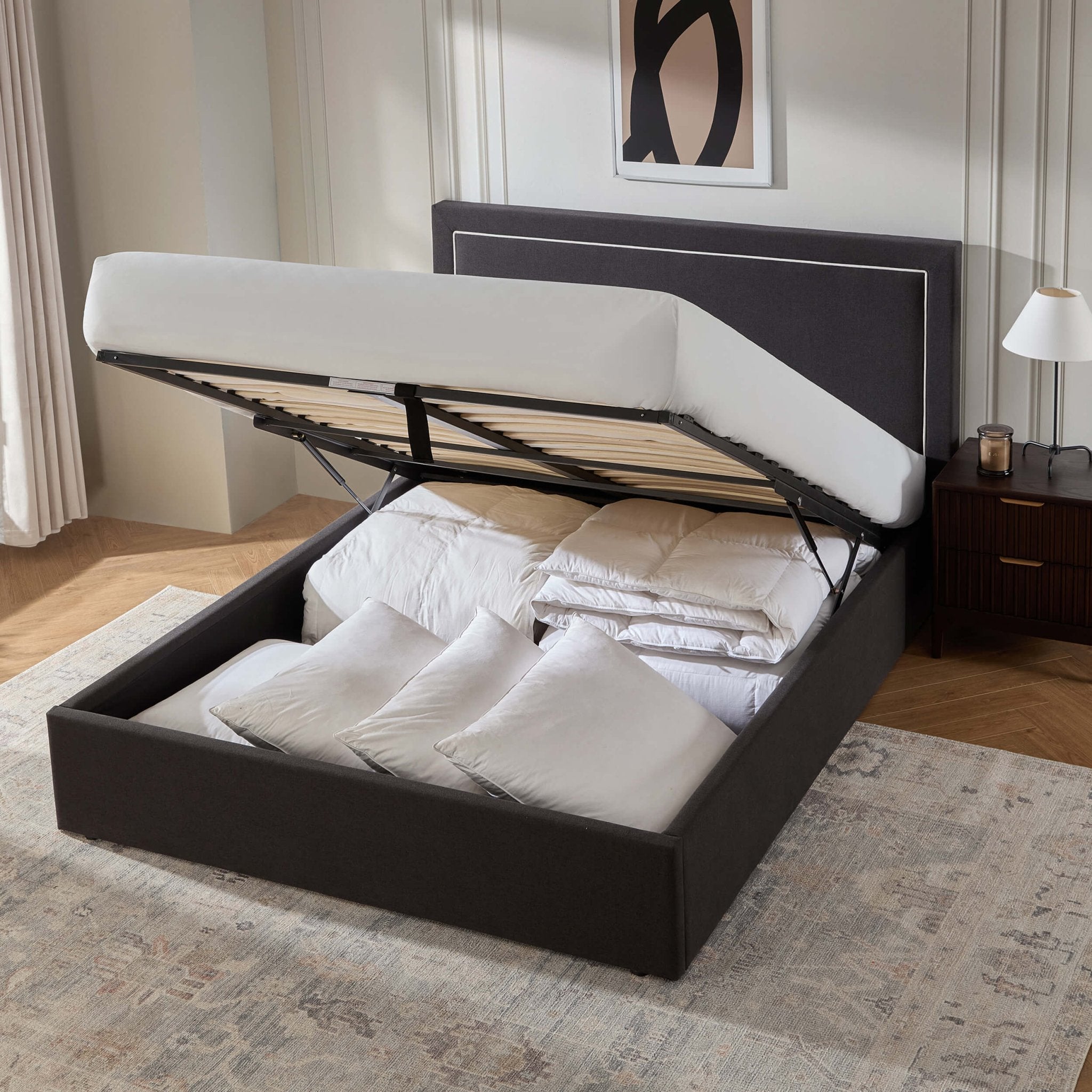 Dusklia - Windsor Ottoman Storage Bed - Black/Natural