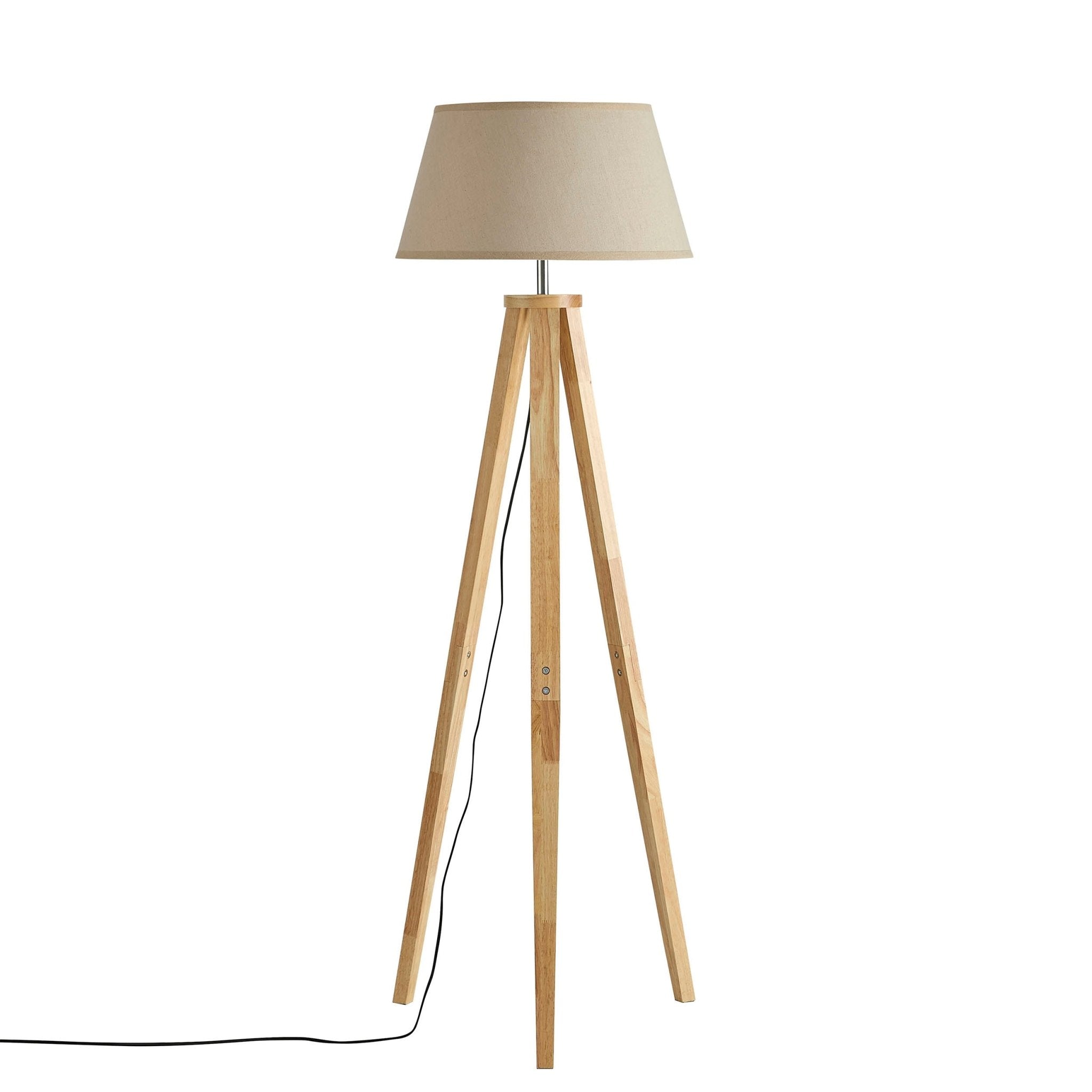 Dusklia - Wooden Tripod Floor Lamp - Natural