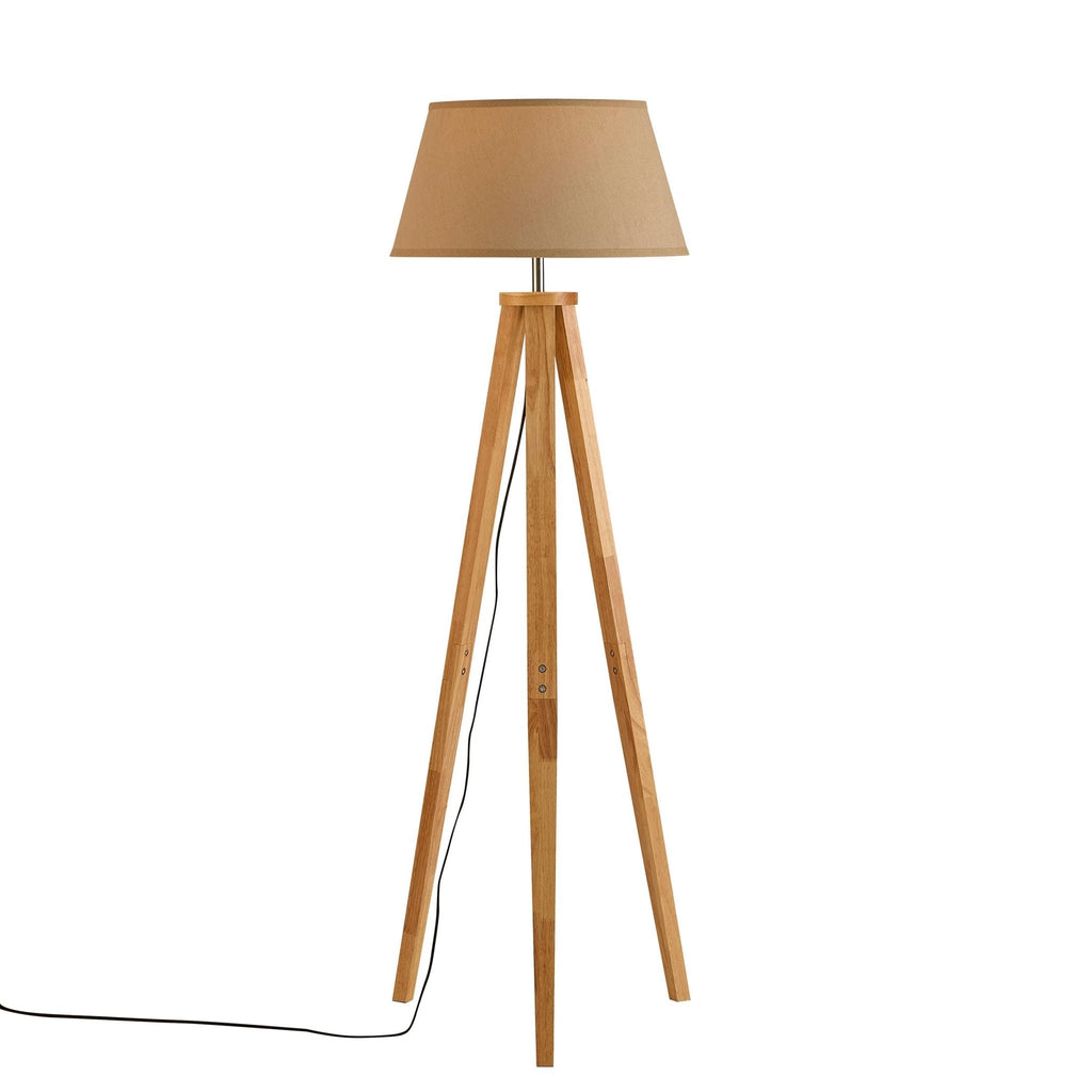 Dusklia - Wooden Tripod Floor Lamp - Natural