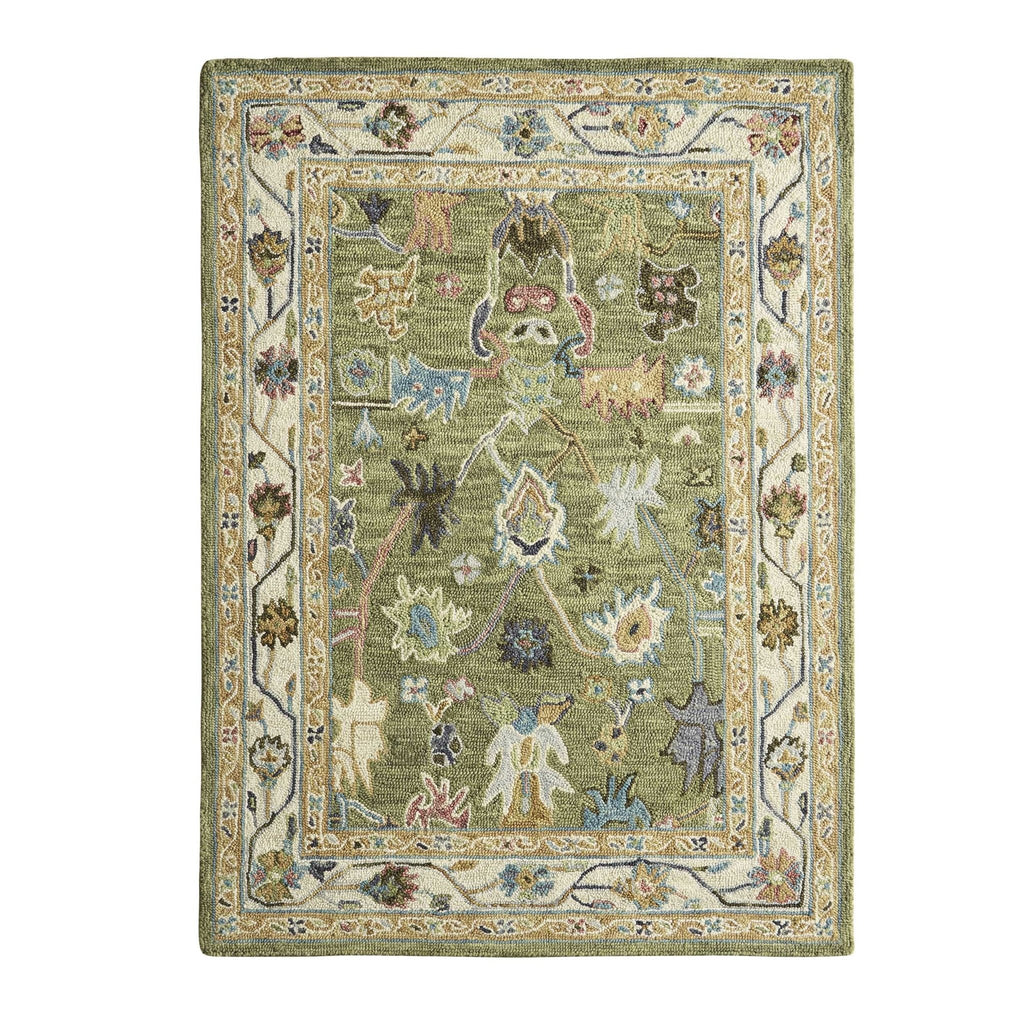 Dusklia - Wool Floral Pattern Rug - Green