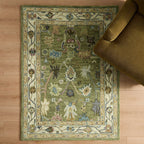 Dusklia - Wool Floral Pattern Rug - Green