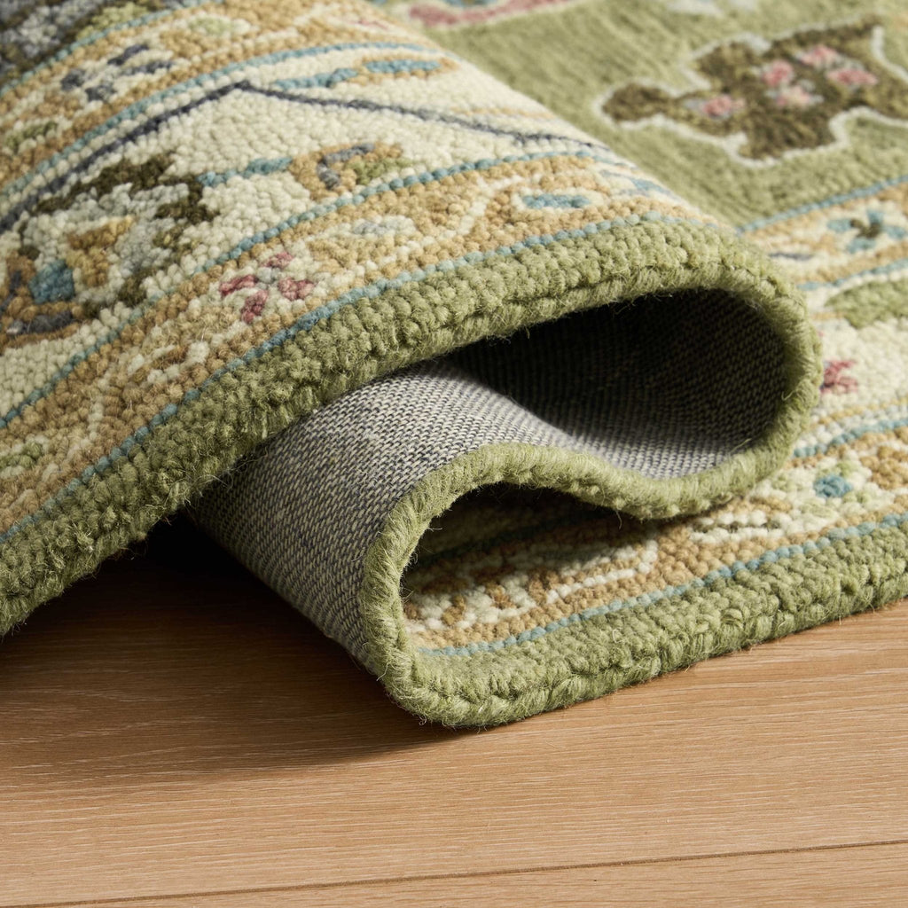 Dusklia - Wool Floral Pattern Rug - Green