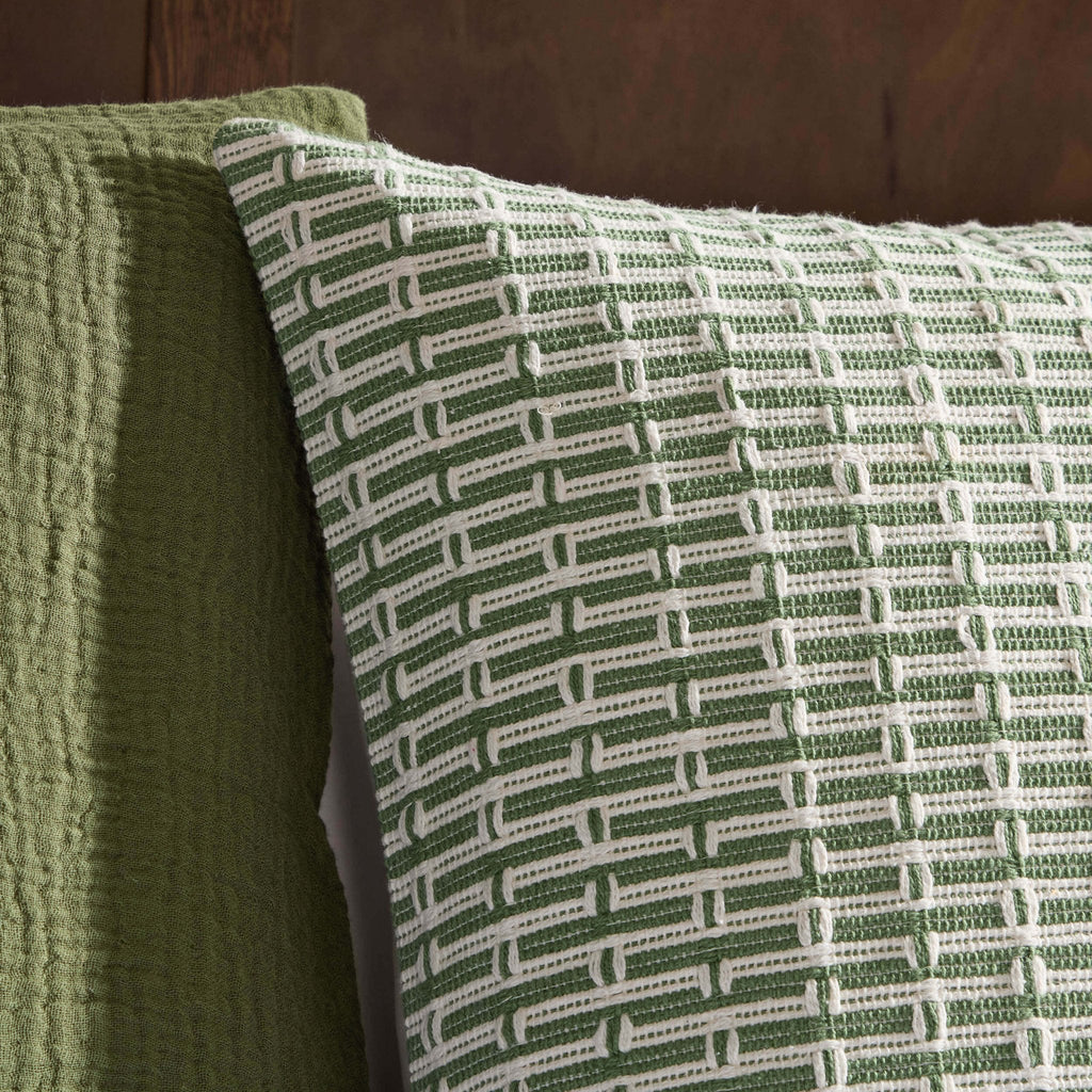 Dusklia - Woven Geometric Cushion Cover - Green