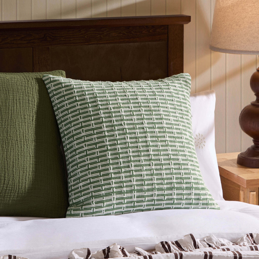 Dusklia - Woven Geometric Cushion Cover - Green