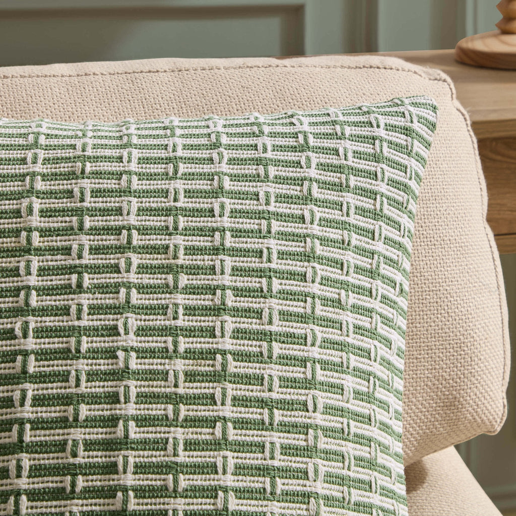 Dusklia - Woven Geometric Sofa Cushion Cover - Green