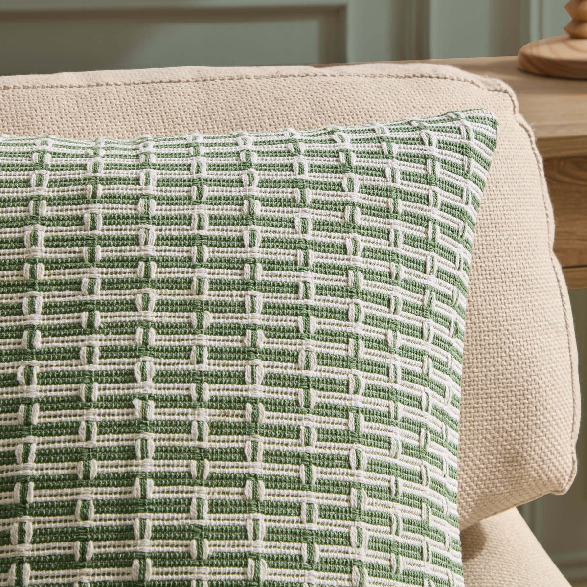 Dusklia - Woven Geometric Sofa Cushion Cover - Green