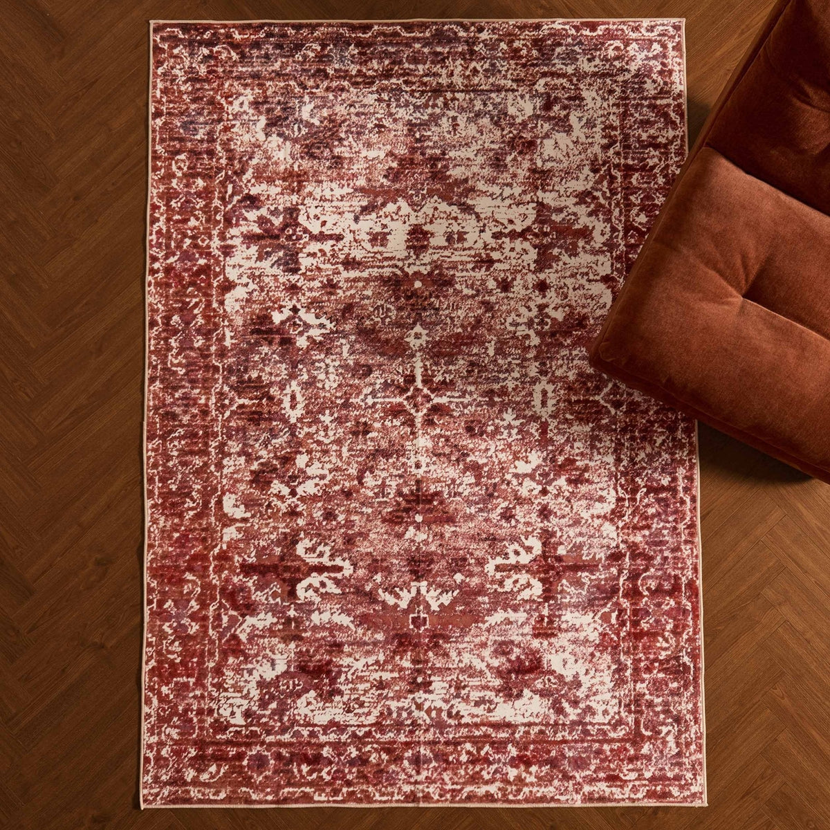 Dusklia - Zahra Persian Style Machine Washable Rug - Burnt Orange