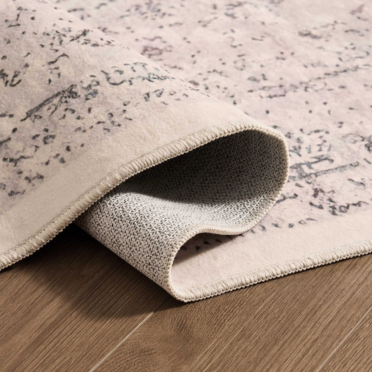 Dusklia - Zahra Persian Style Machine Washable Rug - Natural/Light Grey
