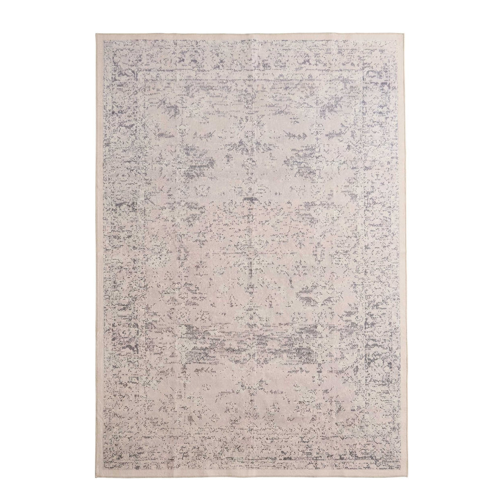 Dusklia - Zahra Persian Style Machine Washable Rug - Natural/Light Grey