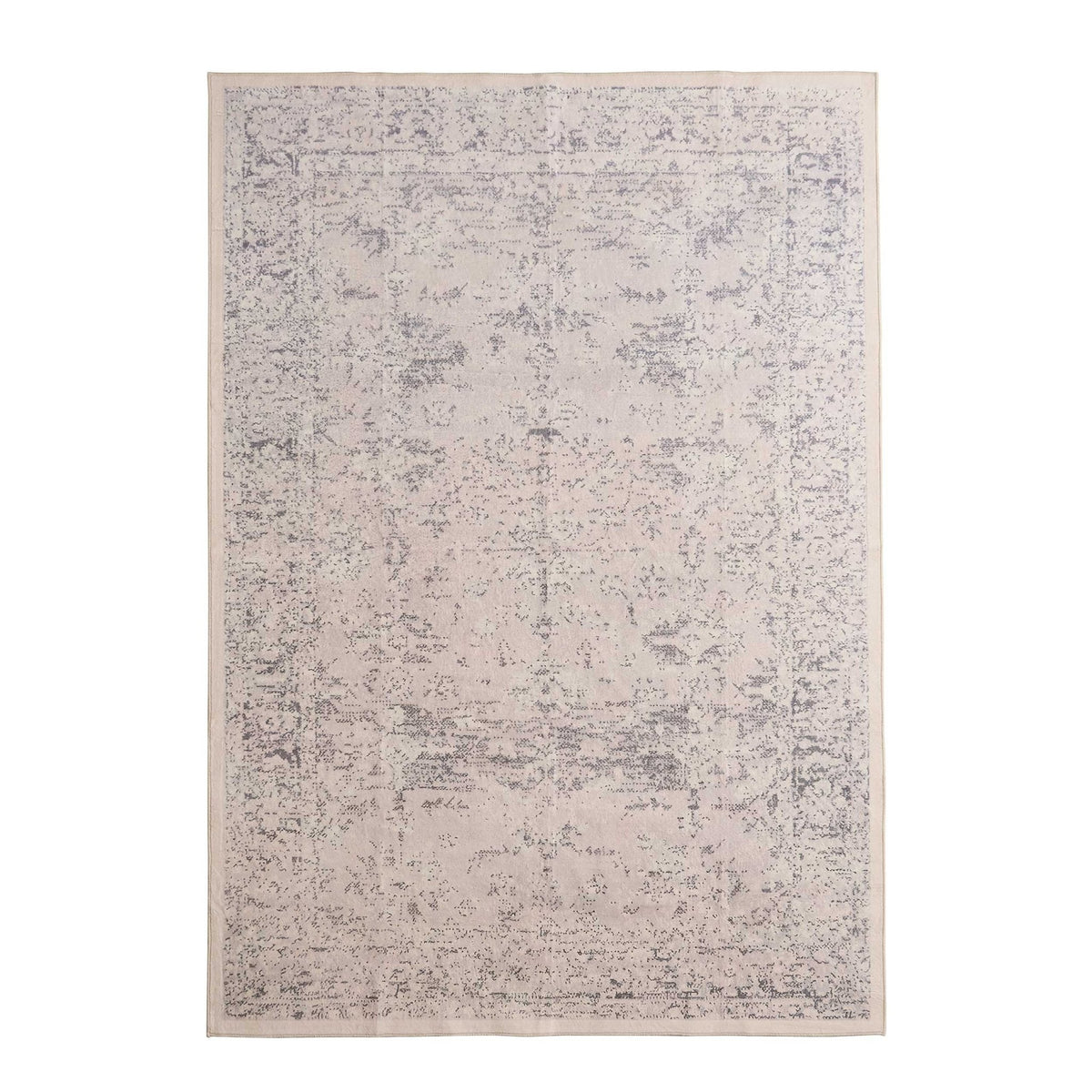 Dusklia - Zahra Persian Style Machine Washable Rug - Natural/Light Grey