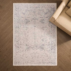 Dusklia - Zahra Persian Style Machine Washable Rug - Natural/Light Grey