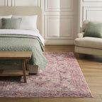 Dusklia - Zahra Persian Style Machine Washable Rug - Rose